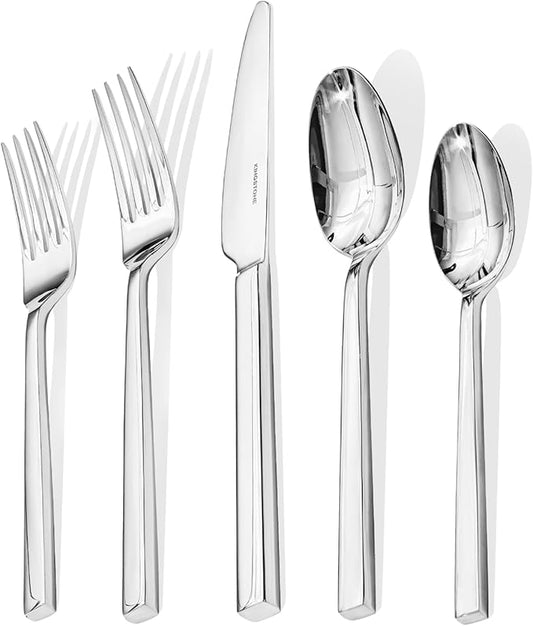 KINGSTONE Silverware Set, 20-Piece Flatware Cutlery Set Premium Stainless Steel, Service for 4, for Kitchen, Home, Wedding, Party, Mirror Polished and Dishwasher Safe