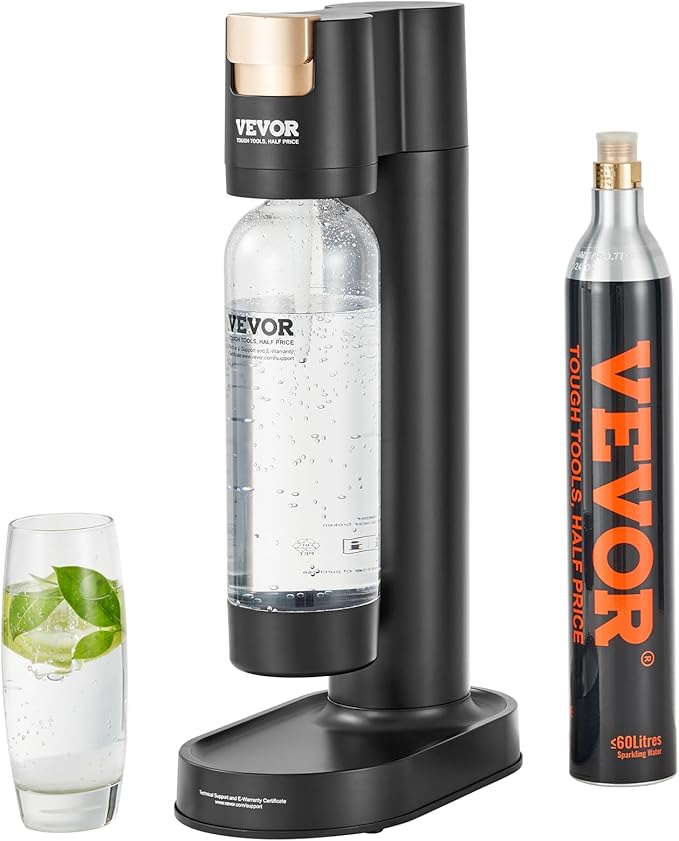 VEVOR Sparkling Water Maker, Soda Maker Machine for Home, Soda Maker with BPA-free 1L PET Bottle, CO2 Cylinder(Not Contain CO2 GAS), Compatible with Mainstream Screw-in 60L CO2 Cylinder