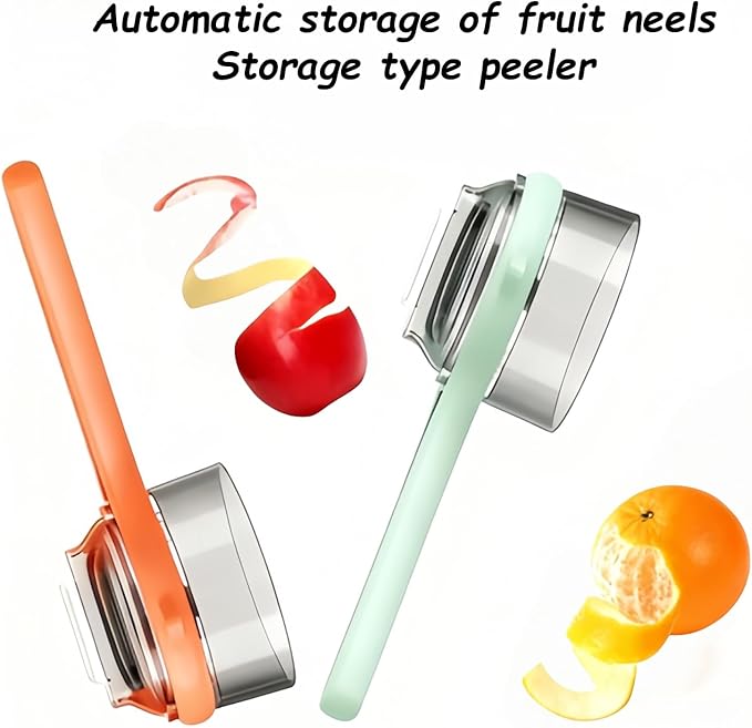Fruit And Vegetable Peeler With Storage Box, Universal Peeler For Fruits And Vegetables, Non-Slip Handle Design, Double-Sided Multifunctional Peeler For Home Kitchen (2, green)