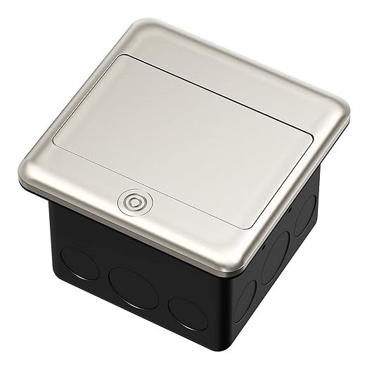 KYHSHJ Pop Up Floor Electrical Outlet Box Kit，20 Amp Stainless Steel TR Tamper-Resistant Duplex Receptacle Outlet， Corrosive Resistant Hardware，ETL Listed, Stainless Steel Color