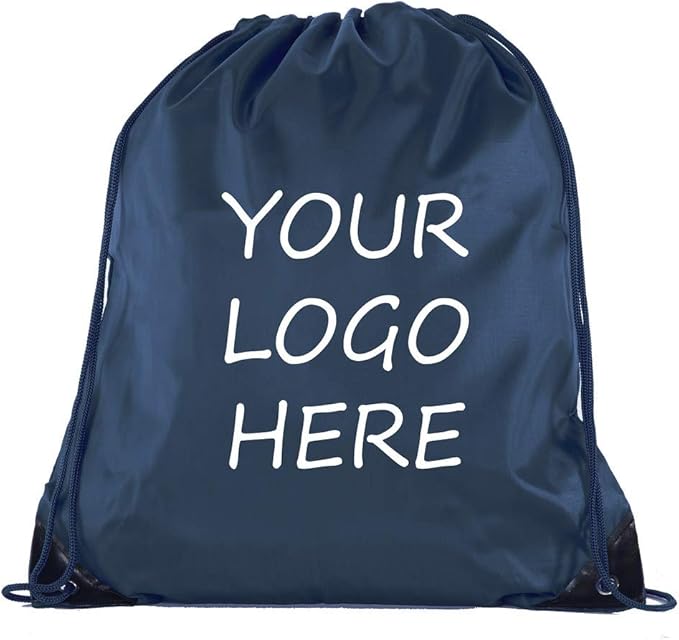 Mato & Hash Custom Bags With Your Logo | 10PK Promotional Drawstring Backpack - 10PK Navy CE2500