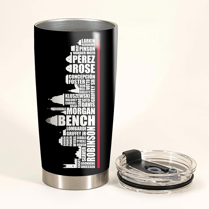 Legends Cincinnati Baseball City Skyline Tumbler - Coffee Mug Insulated Tumbler With Lid - Mother's Day, Father's Day, Birthday, Christmas Gifts For Fans - 20 Oz| Stainless Steel