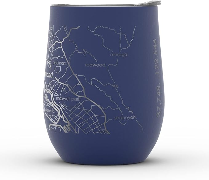 Well Told Engraved San Francisco California Map Insulated Wine Tumbler, Etched Stainless Steel Cup (12 oz, Midnight Blue) City Map Insulated Tumbler, Custom Insulated Tumbler, Outdoor Drinkware