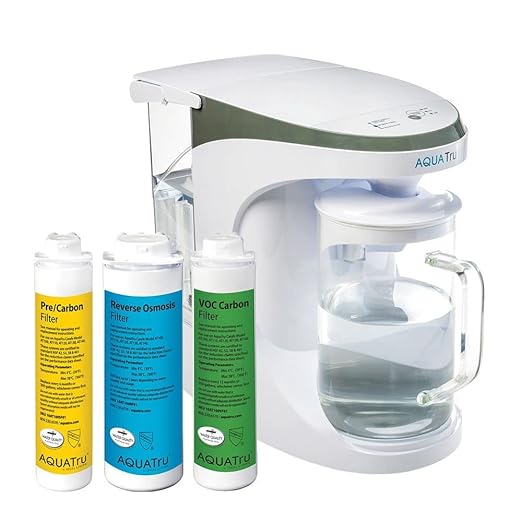 AquaTru Carafe Countertop Water Purifier | Compact 4-Stage Reverse Osmosis System with Glass Carafe Removes 84 Contaminants Including Forever Chemicals, Lead & Fluoride | No Plumbing