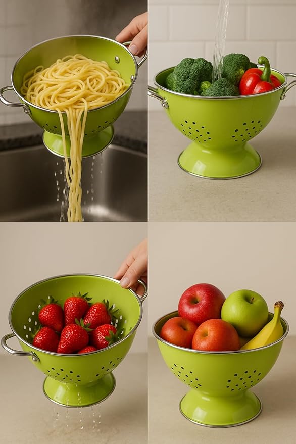 Calypso Basics by Reston Lloyd Powder Coated Enameled Colander, 3 Quart, Black,80100