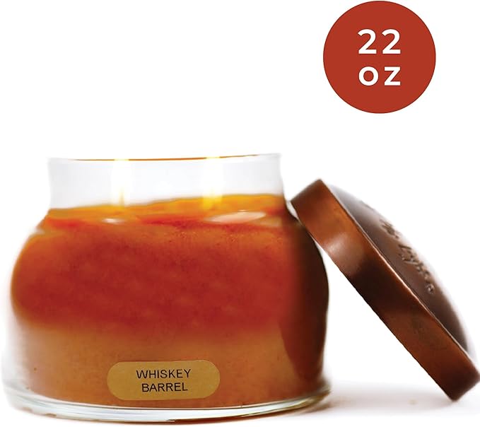 A Cheerful Giver - Whiskey Barrel - 22oz Mama Scented Candle Jar with Lid - Keepers of The Light - 125 Hours of Burn Time, Gift for Women, Brown