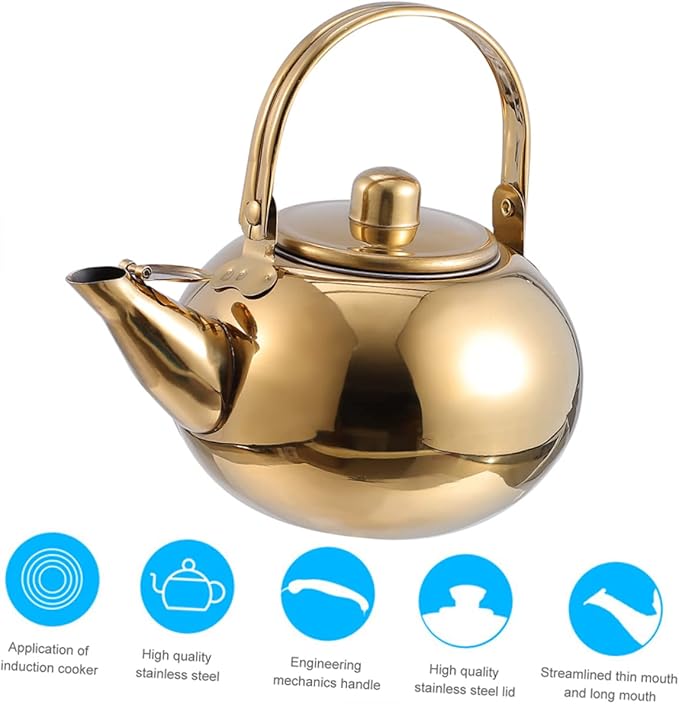 ABOOFAN Stainless Steel Teapot Infuser Portable Kettle for Home Use Capacity Compatible Induction and Gas Stoves Heat Resistant Easy to Clean