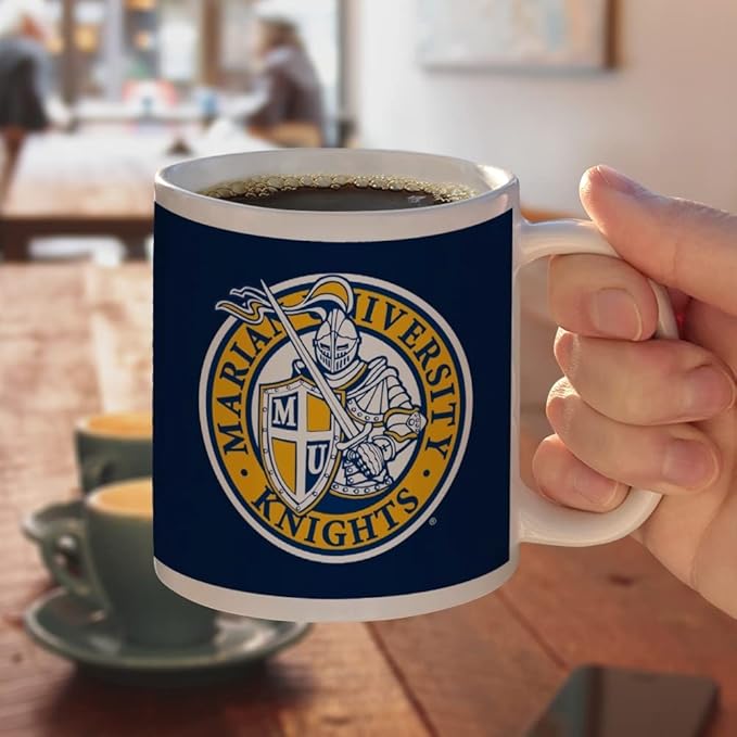 Marian University Primary Logo Ceramic Coffee Mug, Novelty Gift Mugs for Coffee, Tea and Hot Drinks, 11oz, White
