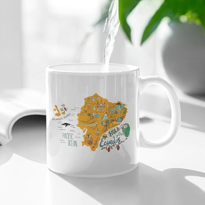 Coffee Mugs Ceramic Latte Mug with Handle Map Print 11 OZ for Men Women for Latte Cappuccino Cocoa Milk Dishwasher & Microwave Safe