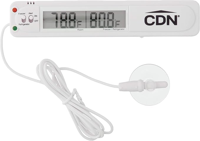 CDN Audio/Visual Refrigerator/Freezer Alarm | Room & Refrigerator/Freezer Monitoring, Alert, 39" Sensor Cable, Protects Against Food Spoilage During Power Outages - TA20