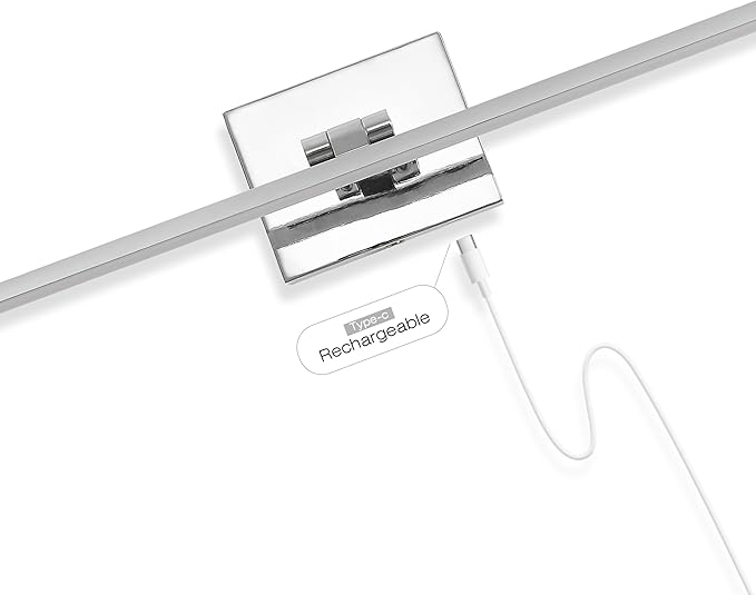 JONATHAN Y JYL7163E Santino 28" Modern Minimalist Swivel Integrated Dimmable LED Rechargeable Picture Light with Touch Sensor for Bedroom, Living Room, Kitchen, Office, Chrome