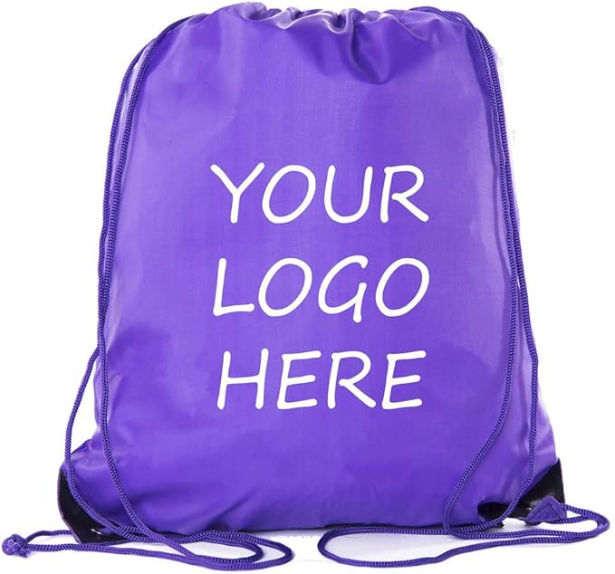 Mato & Hash Custom Bags With Your Logo | 50PK Promotional Drawstring Backpack - 50PK Purple CE2500