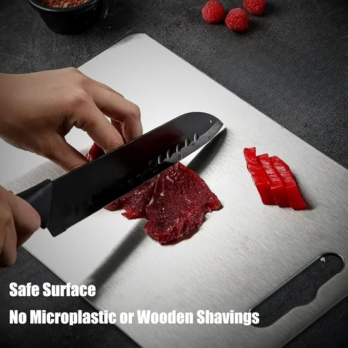 Titanium Cutting Board,100% Pure Titanium Cutting Boards for Kitchen, 2025 New Double Sided Food-Grade Chopping Board for Cutting Meat Vegetable Fruit (12"L x 9"W)