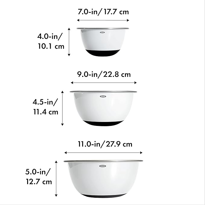 OXO Good Grips 3-Piece Stainless-Steel Mixing Bowl Set