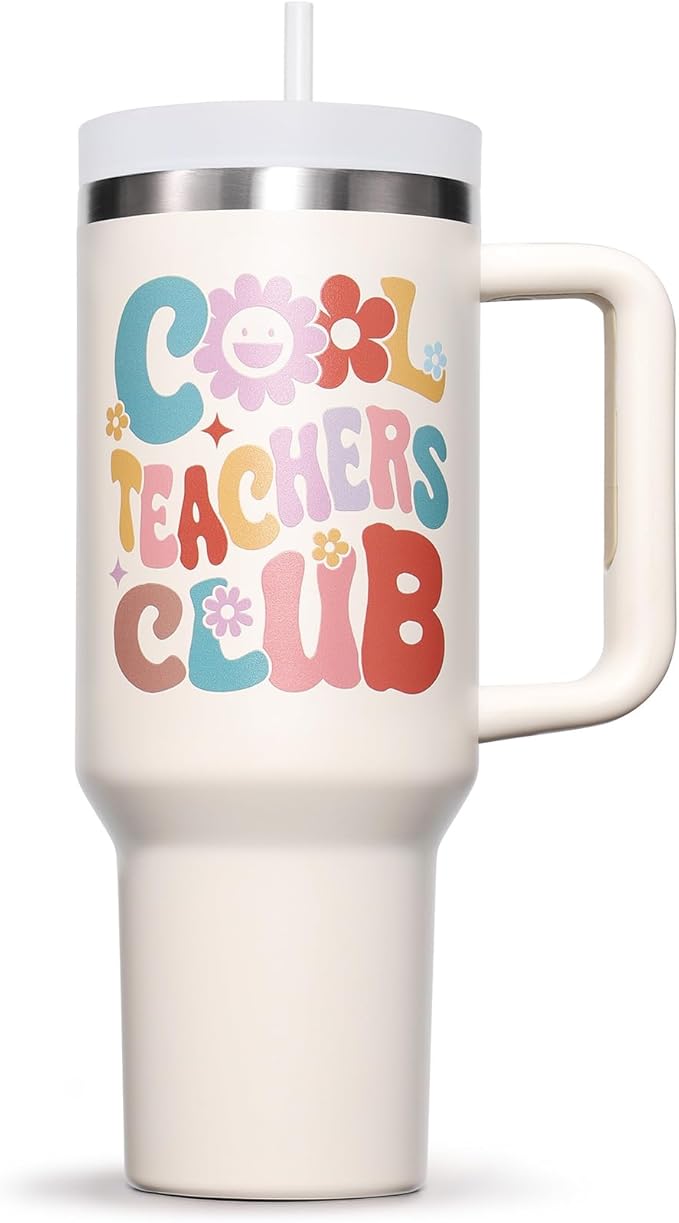 Teacher Gifts for Women, Christmas Appreciation Gift for Teachers, 40 OZ Tumbler Best Teacher Gifts from Student, Cool Teachers Club Insulated Cup Unique Graduation Thank You Retirement Birthday Gift