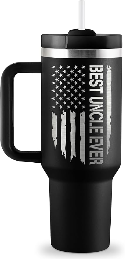 Uncle Gifts Birthday Gifts for Uncle from Niece Nephew Best Uncles Birthday Gift 40oz Travel Cup Insulated Tumbler with Handle & Straw