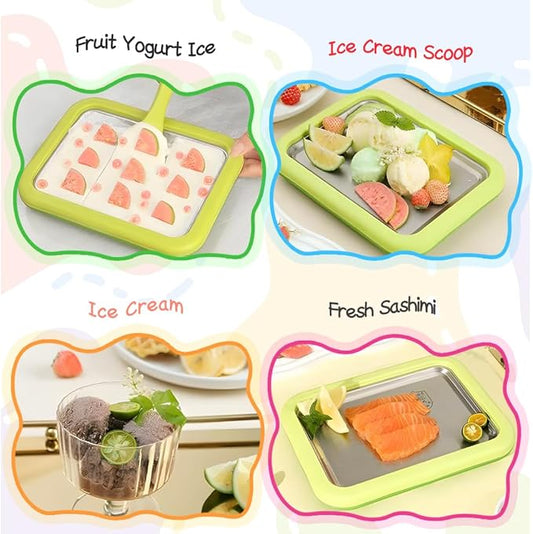 At-Home Rolled Ice Cream Maker Kit, Ice Cream Roller Maker with 2 Scrapers, DIY Fun Family Activity Instant Ice Cream Maker for Yogurt, Sorbet (White)
