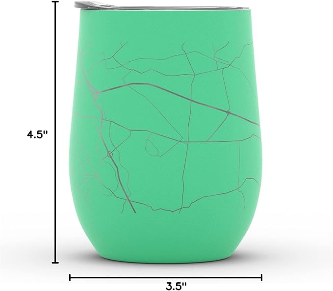 Well Told Engraved Lexington Kentucky Map Insulated Wine Tumbler, Etched Stainless Steel Cup (12 oz, Sunday Green) City Map Insulated Tumbler, Custom Insulated Tumbler, Outdoor Drinkware