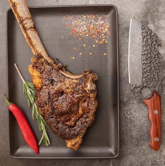 COOLINA Shark Knife | Heavy-Duty Butcher Knife with Wooden Handle, 8 inch Blade for Chopping Meat and Bones