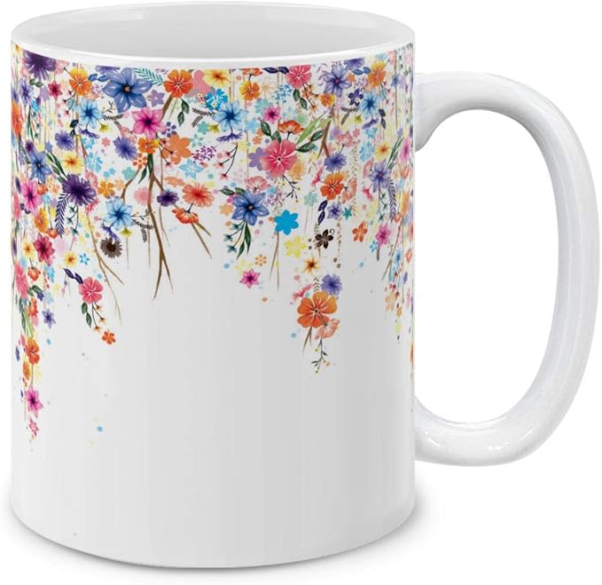 MUGBREW Watercolor Flower Purple Ceramic Coffee Mug Tea Cup, 11 OZ