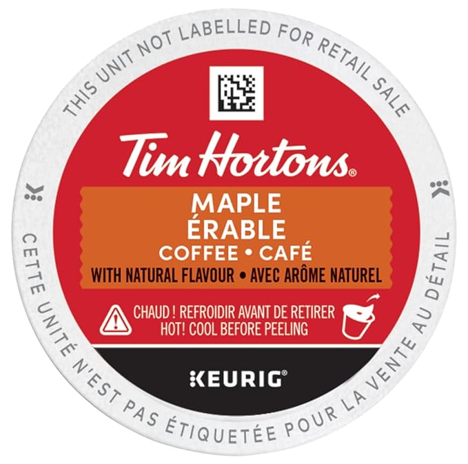 Tim Hortons Maple Coffee, Recyclable Single Serve Keurig K-Cup Pods, Flavoured Medium Roast, 12 Count