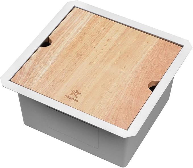 STARSTAR Workstation Ledge Undermount Single Bowl 304 Stainless Steel Kitchen Sink, With Grid, Cutting Board (15 x 15)