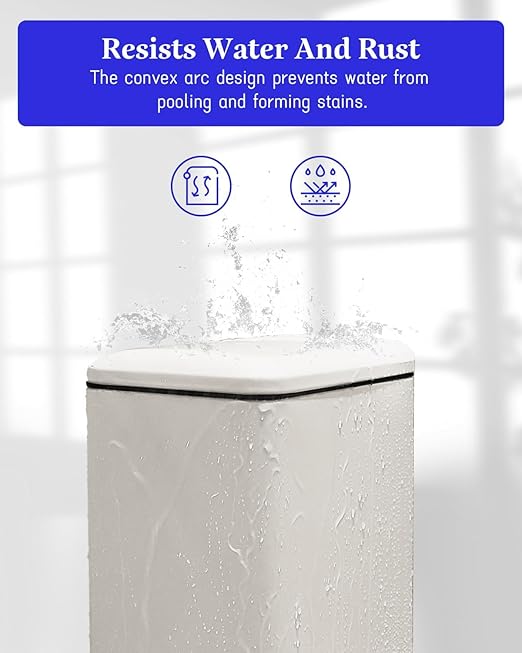 Large Bathroom Trash Can, 16.7L/ 4.4 Gallon Trash Can with Removable Wastebasket, Hand Free Garbage Can with Soft close Lid, Stainless Steel Skinny Trash Bin for Bedroom, Home Office, White
