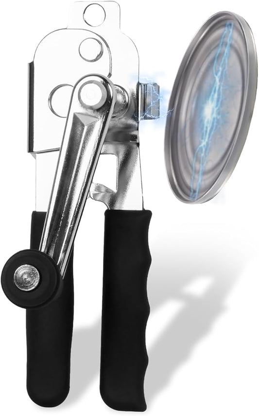 Commercial Can Opener with Magnet, Manual Heavy Duty Hand Crank Can Opener Smooth Edge with Comfortable Handles, Fit Most Size Cans, Large Cans for Seniors, Kitchen