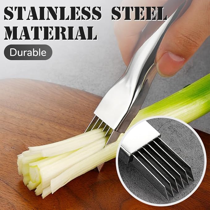 Shred Silk The Knife, 2026 Upgrade Stainless Steel Green Onion Knife Food Speedy Chopper, Kitchen Vegetable Cutter Household Multifunctional Food Slicer (A-2Pcs)