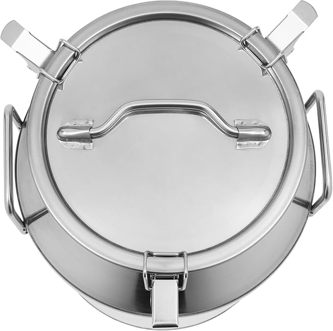 Milk Can Stainless Steel Containers with Lids Old Fashion Milk Jug Metal Bucket with Practical Handles, Sealed Bucket for Milk Water Wine Honey Oil Rice Tea Beans Grains (40L/10.57Gal)