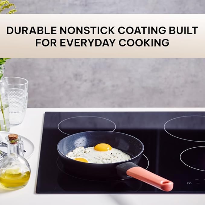 Brabantia Tasty+ 8” Nonstick Frying Pan – PFAS/PFOA/PTFE Free Ceramic Skillet with Stay‑Cool Handle, Easy Clean, Even Heating, Ideal for Eggs & Small Meals