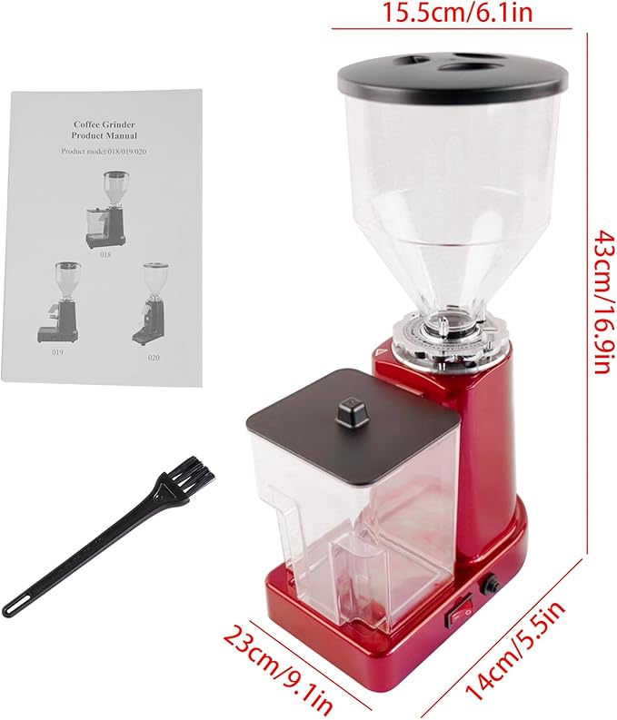 Electric Coffee Bean Grinder 35oz Flat Burr Coffee Grinder with 19 Grinding Settings Adjustable Bulk Coffee Grinder Large Capacity (Red)