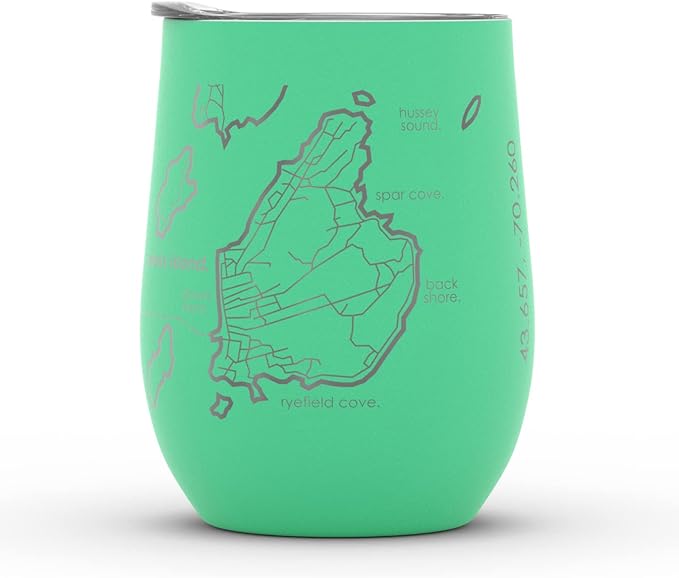 Well Told Engraved Portland Maine Map Insulated Wine Tumbler, Etched Stainless Steel Cup (12 oz, Sunday Green) City Map Insulated Tumbler, Custom Insulated Tumbler, Outdoor Drinkware