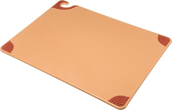 San Jamar Saf-T-Grip Plastic Cutting Board with Safety Hook, 18" x 24" x 0.5", Brown, (Pack of 6)