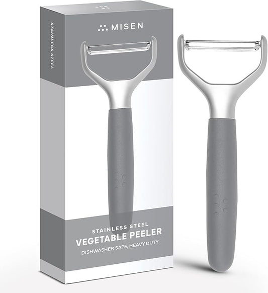 Misen Stainless Steel Vegetable Peeler - Dishwasher Safe Y Peeler - Easy to Use with Potatoes, Cabbage, Carrots, and More - Progessional Grade Kitchen Tool - Gray