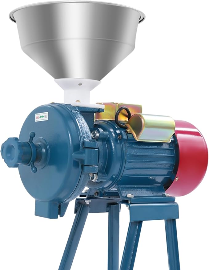 220V Electric Grain Mill Grinder, 2200W Commercial Corn Grinder with Funnel, Spice Grinders for Wheat, Rice, Cereals