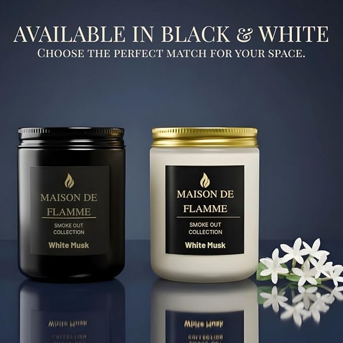White Musk Odor-Eliminating Scented Candle, 200g/7oz White Jar – Long-Lasting Soy Wax Blend Candle for Smoke, Kitchen & Pet Odors