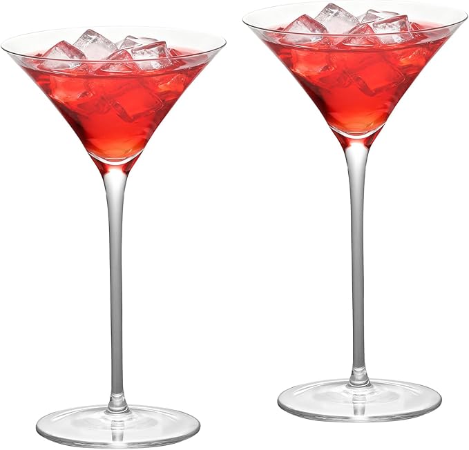 KAMMAK Martini Glasses Set of 2, 4.73 oz Clear Crystal Cocktail Glasses with Stem, Reusable Cocktail Glassware for Wedding Birthday Party, Bar, Margarita, Whiskey, Gin, Tequila, ZY1801