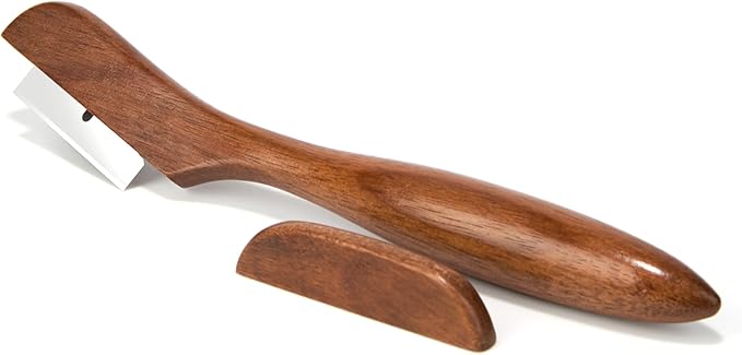 Nambe x Tom Papa Breaking Bread Lame - Acacia Wood Handle Bread Scoring Tool with Magnetic Safety Cap & 5 Stainless Steel Razor Blades - Dough Slasher for Artisan Loaves & Baking Accessories