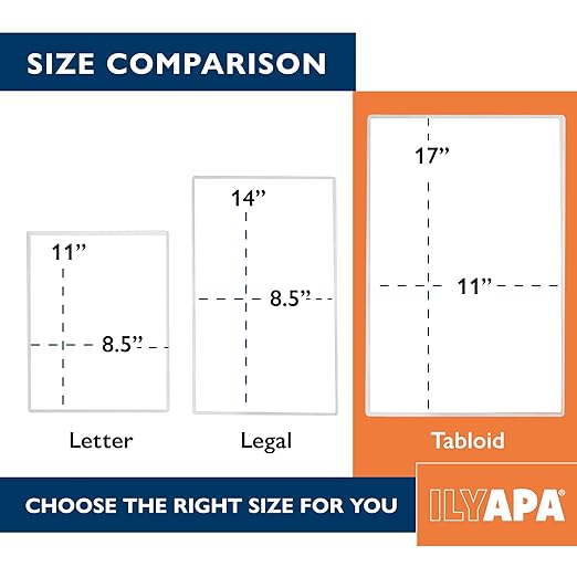 Ilyapa Restaurant Menu Covers 11 x 17 Inch - 30 Pack, Single Page, 2 View Clear Menu Holder Sleeves, Durable PVC Sheet Protector to Cover Inserts