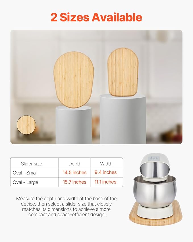 VEVOR Mixer Slider Mat for Tilt Head Kitchen Aid 4.5-5 Qt Stand Mixer, kitchenaid Mixer Slider with PTFE Feet, Kitchen Countertop Storage Accessories Moving Tray attachments (Natural Wood)