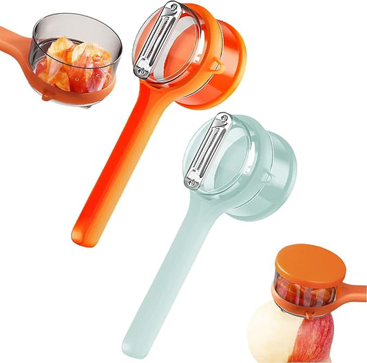 2026 Upgrade Kitchen Special Fruit Peeler with Box Storage, Double-Sided Stainless Steel Veggie Peeler, Fruit And Vegetable Peeler With Container for Home Kitchen Fruit Peeling Supplies (Mix 2PCS)