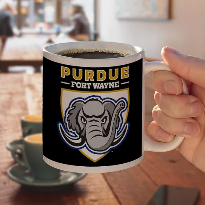 Purdue University - Fort Wayne Primary Logo Ceramic Coffee Mug, Novelty Gift Mugs for Coffee, Tea and Hot Drinks, 11oz, White