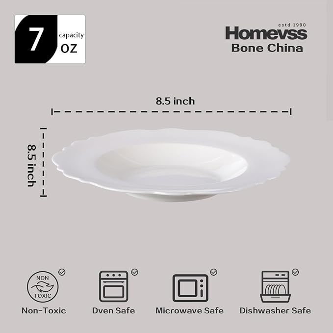 HomeVss, New Bone China Dinnerware Set Embossed Winds, Service for 8-40pc Set