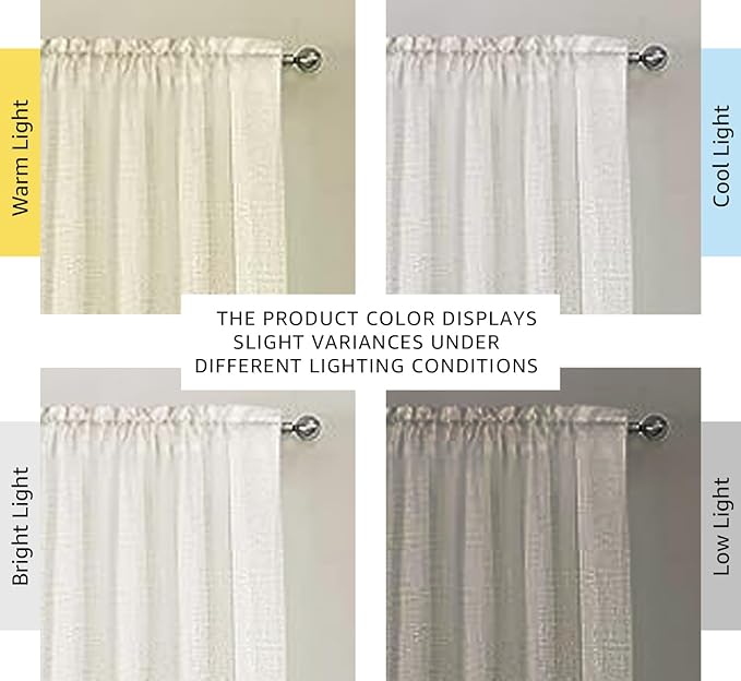 H.VERSAILTEX Natural Linen Rod Pocket Curtains 84 Inch Length for Living Room 2 Panel Pocket Drape Semi Sheer Neutral Country Rustic Farmhouse Boho Curtain Bedroom Light Filtering, Heathered Natural