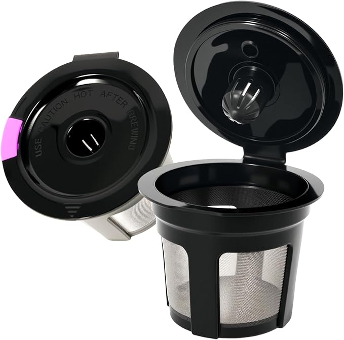 Reusable K Cup for Keurig, Black BPA Free Refillable K-Cup Pod Coffee Filters, Universal Fit Refillable Filters for Keurig 1.0 and 2.0 Coffee Maker (Black- 2 Park)