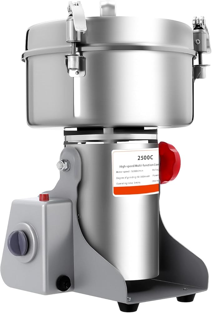 110V Electric Grain Mill, Electric Grain Grinder Stainless Steel Mill Countertop Small Electric Grain Grinding Machine Pulverizer Grinder Machine for Kitchen Dry Grains Wheat Spices(Silver/Style B)