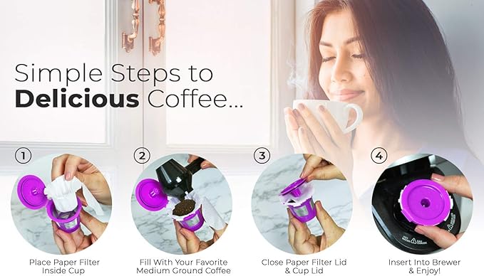Perfect Pod EZ-Cup 2.0 Disposable Paper Coffee Filters for Single-Serve Reusable Coffee Pods Pod Capsule, 6-Pack (300-Ct)