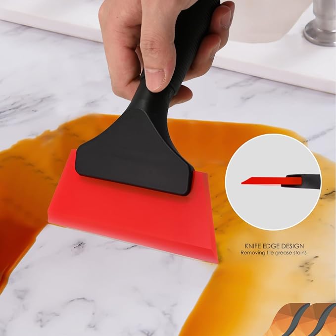 EHDIS Small Squeegee 5 inch Rubber Window Tint Windshield Scraper for Car,Glass, Mirror, Shower, Door,Bathroom Cleaning -Red (Red, 1)