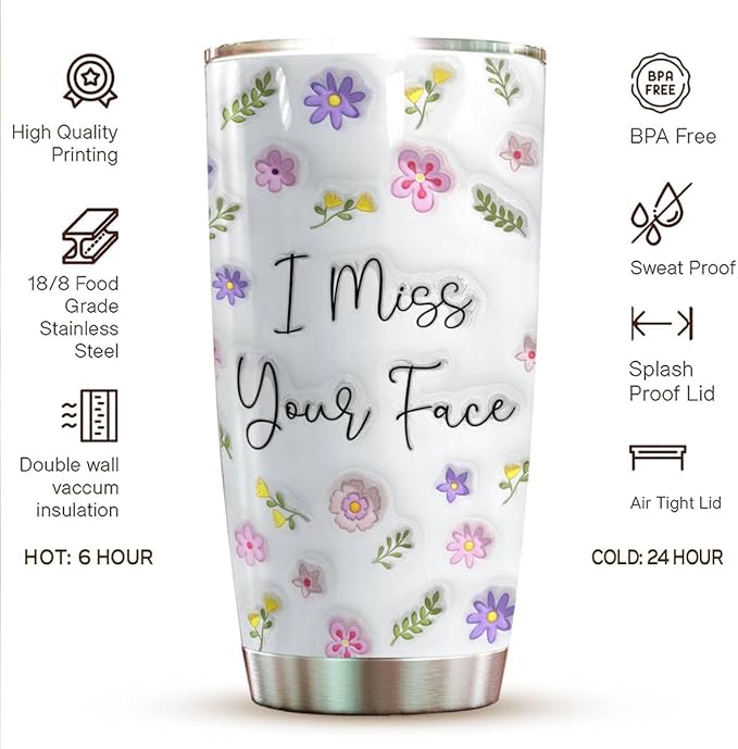 Personalized I Wish We Lived Closer Mug, I Miss Your Face Coffee Mug, Custom State To State Mugs With Name, Floral Decorations Mug Gift, Gifts For Friends, Gifts For Mother From Son Daughter